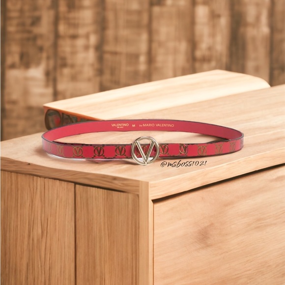 Valentino Baby Embossed Belt in Red/Gold NWT - Picture 2 of 2